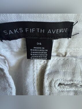 Saks Fifth Avenue Ivory Linen Trousers size 34